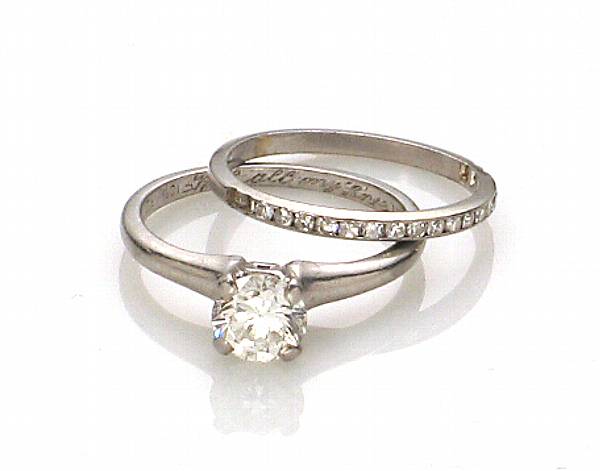 Appraisal: A diamond and platinum ring set accompanied with a diamond