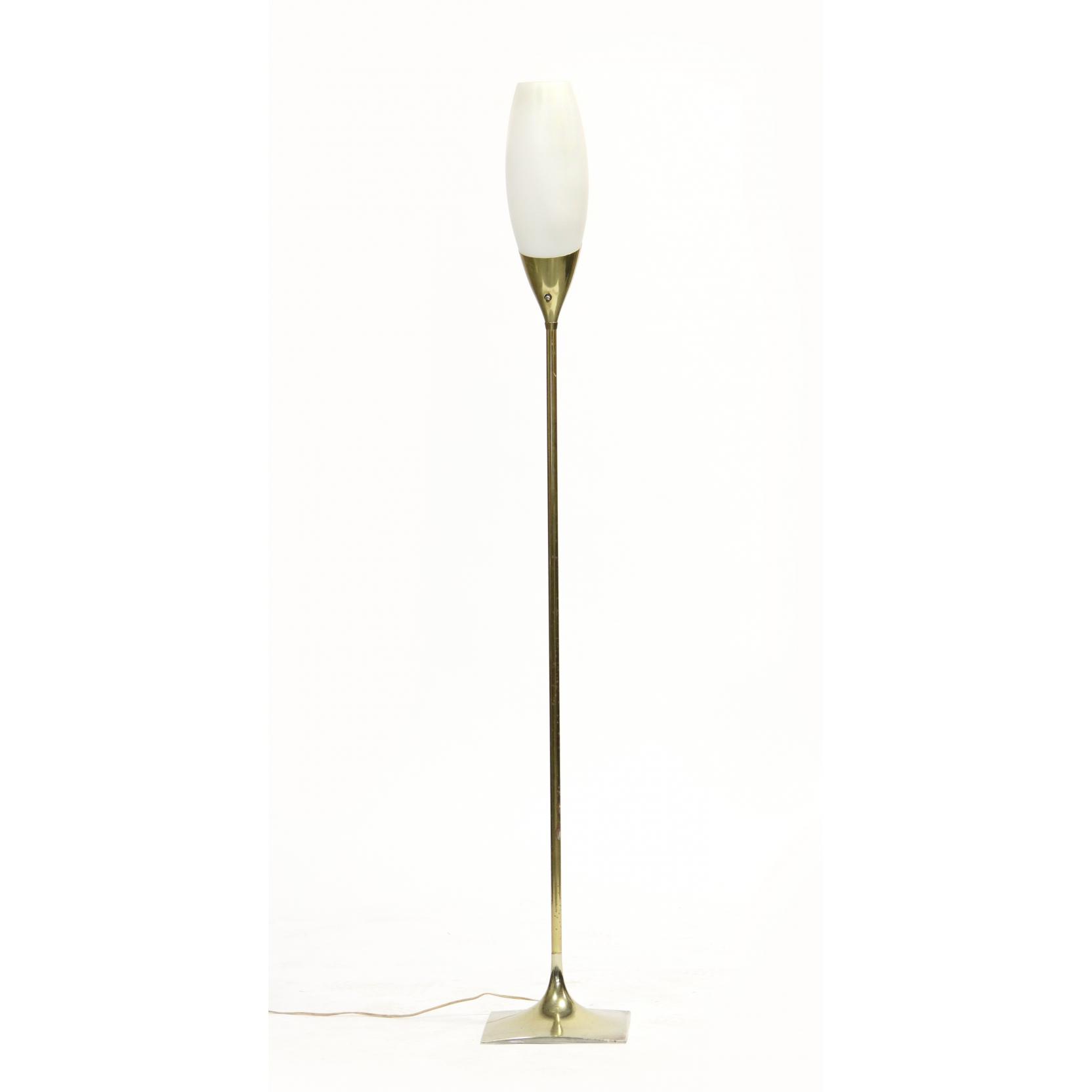 Appraisal: Laurel Modernist Floor Lamp s frosted glass shade brass plated