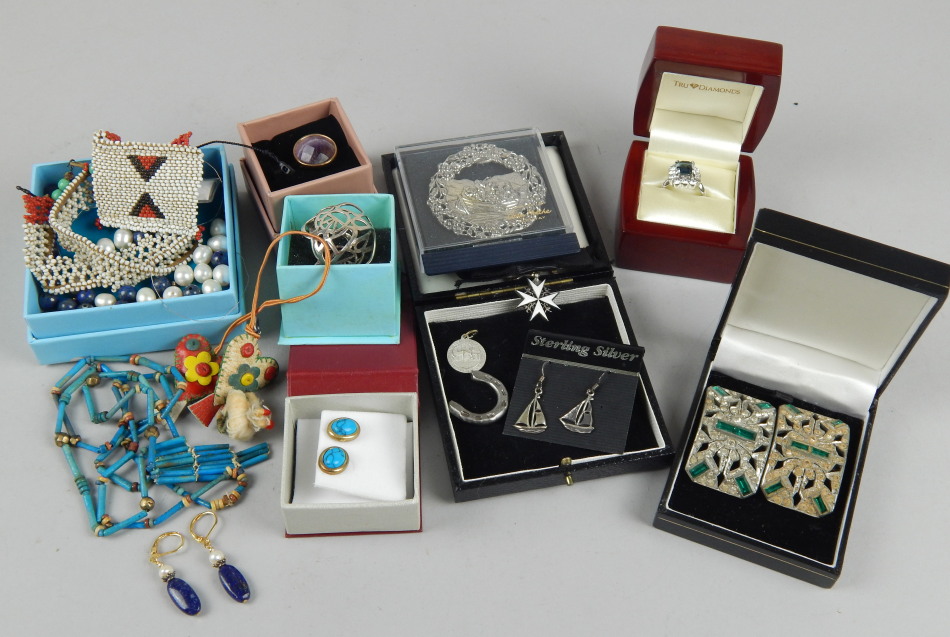 Appraisal: Various modern costume jewellery to include Danish brooch fashion rings