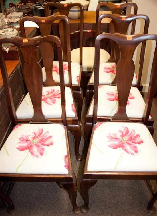 Appraisal: Set of six Queen Anne style mahogany slip-seat side chairs