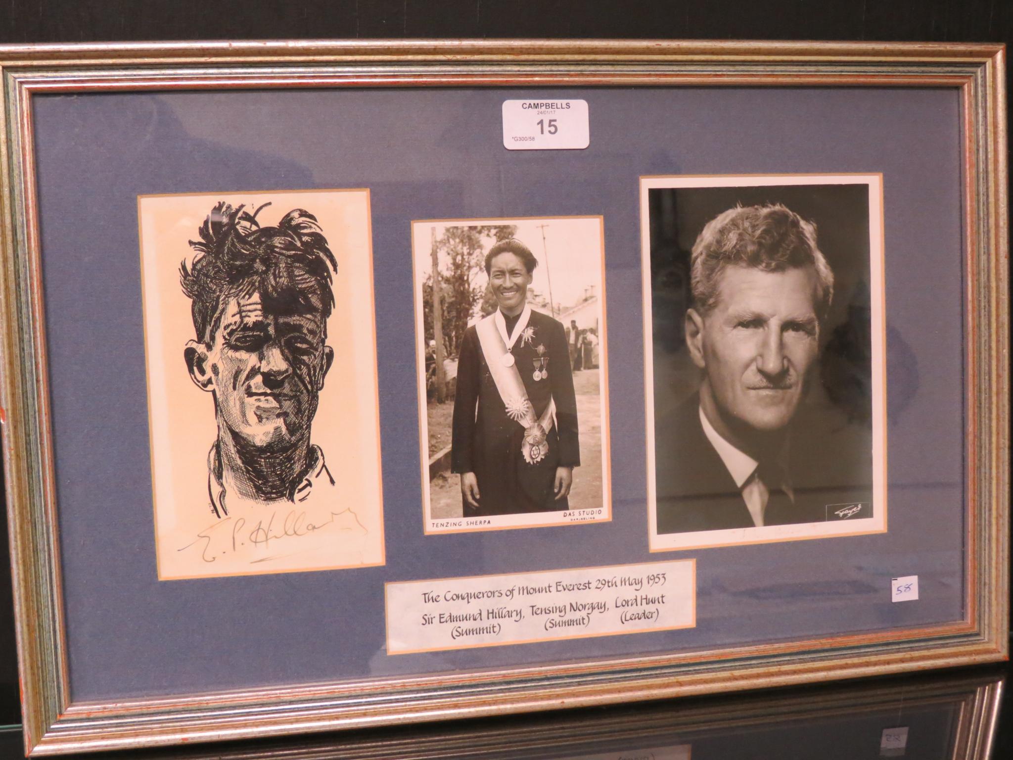 Appraisal: Edmund Hillary Tensing Norgay and Lord Hunt - signed portraits