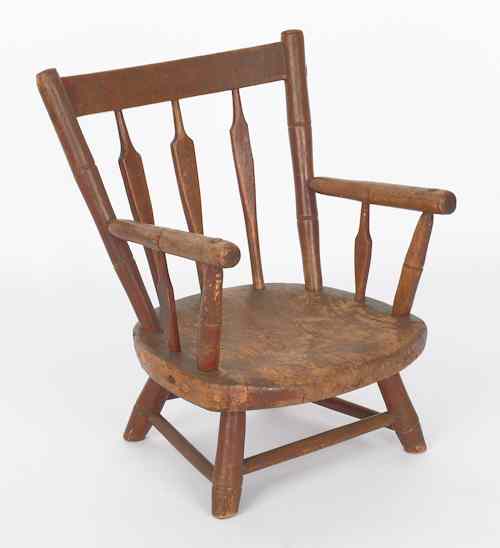 Appraisal: Pennsylvania painted child's arrowback armchair early th c h