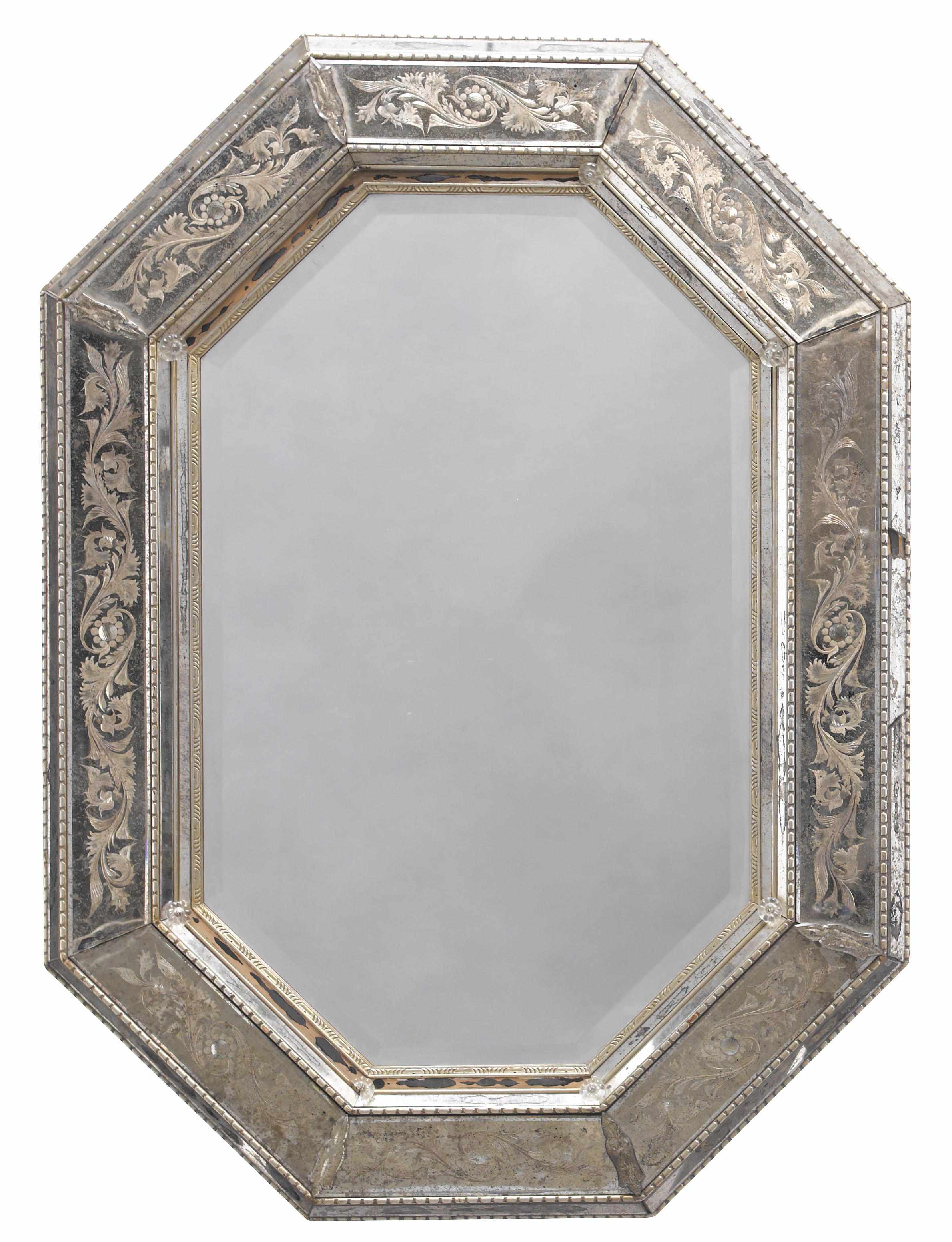 Appraisal: Property of various owners A Venetian etched glass mirror height