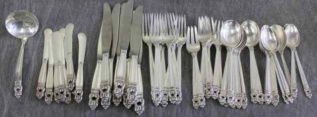 Appraisal: STERLING International Flatware Set Acorn pattern Service for with a