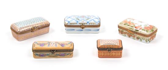 Appraisal: Sale Lot Five Limoges Hand Painted Porcelain Boxes each of