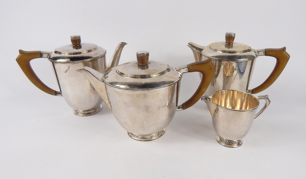 Appraisal: A George VI silver four piece tea and coffee set