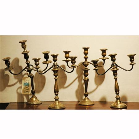 Appraisal: Two Pairs of Georgian Style Sterling Silver Candelabra Estimate -