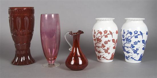 Appraisal: A Collection of Five Glass Vessels Height of tallest inches