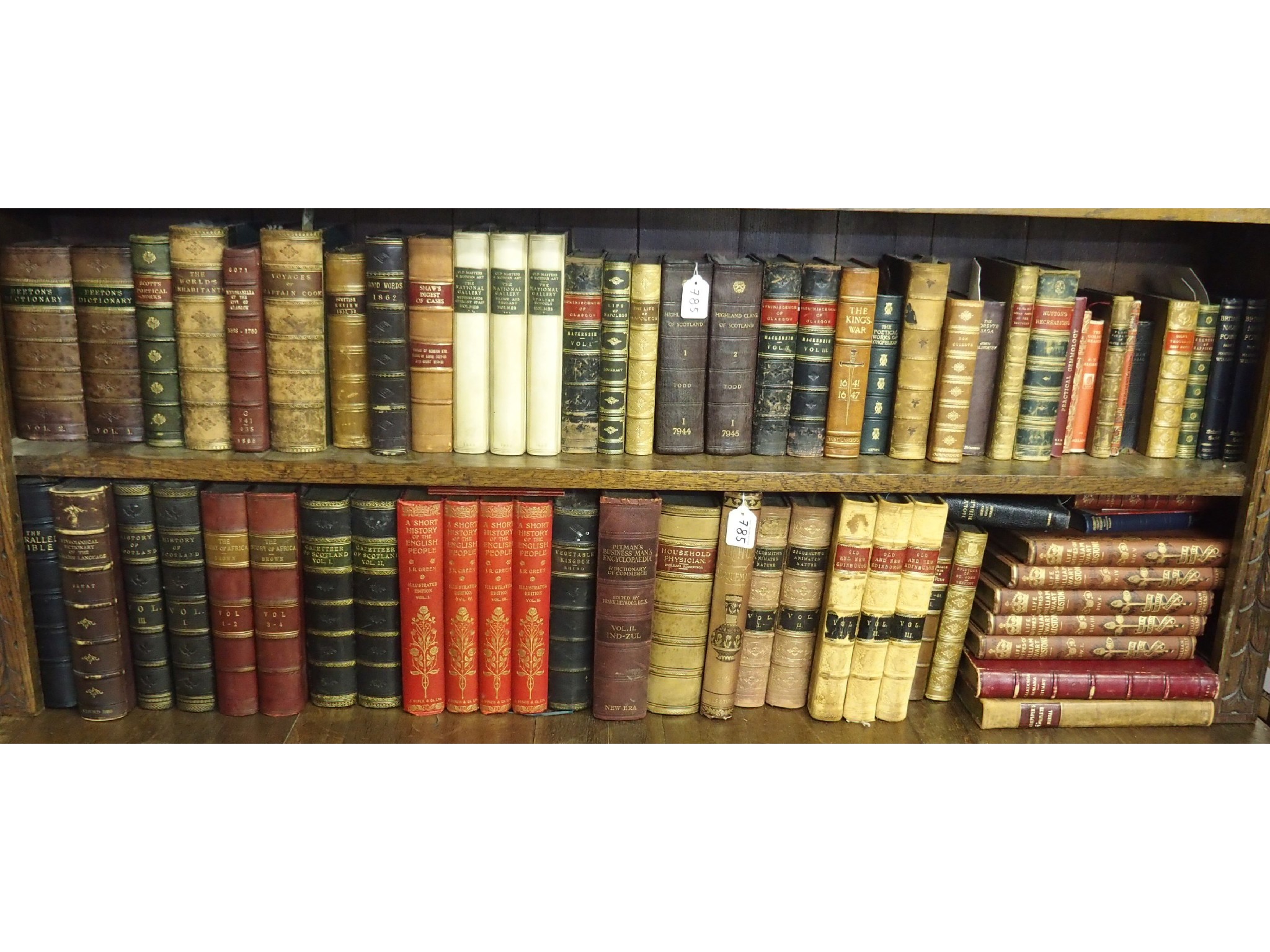 Appraisal: A selection of leather bound books including History of Scotland