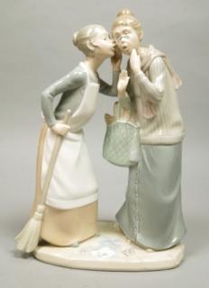 Appraisal: LLADRO Spain Porcelain Figural Group Women Gos LLADRO Spain Porcelain