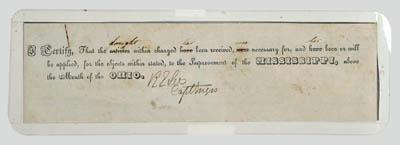 Appraisal: Robert E Lee signed receipt partially printed quot I certify