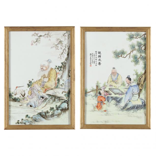 Appraisal: Two Chinese Porcelain Plaques th century finely hand painted the