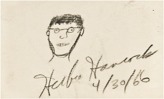 Appraisal: Herbie HANCOCK American b Self-portrait pencil on table-seating card from