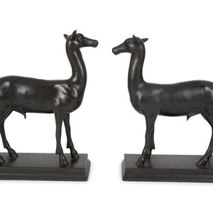 Appraisal: A Pair of Continental Bronze Fauns TH TH CENTURY after