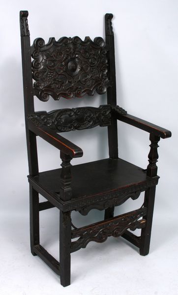 Appraisal: th- th Century Italian carved walnut armchair h x d