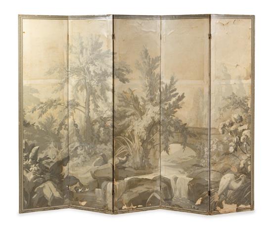 Appraisal: Sale Lot A French Paper Floor Screen decorated to show