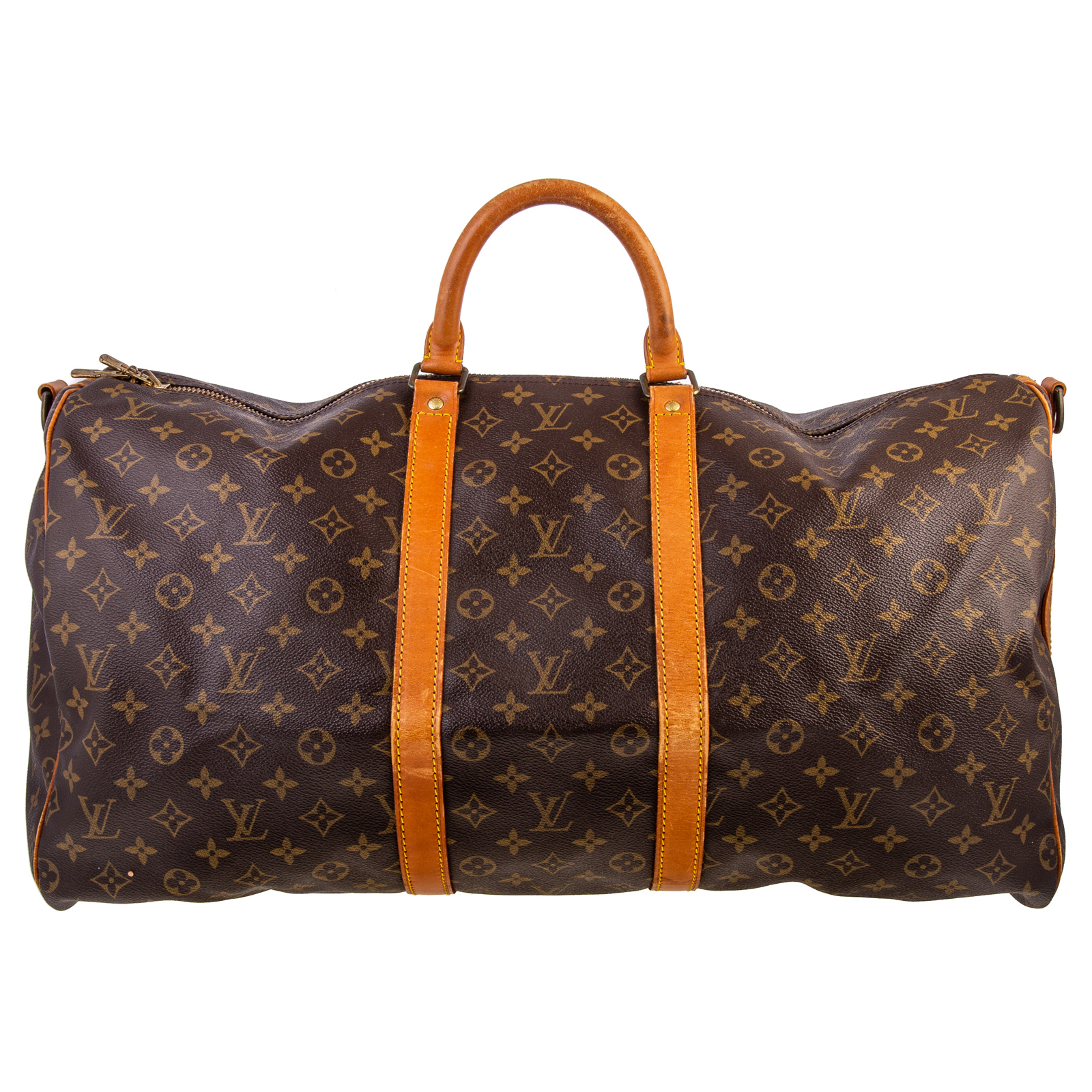 Appraisal: A LOUIS VUITTON MONOGRAM KEEPALL BANDOULIERE A brown and tan