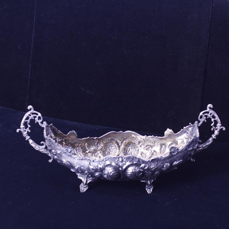 Appraisal: Middle Eastern Turkish silver rose repousse footed bowl with ornate