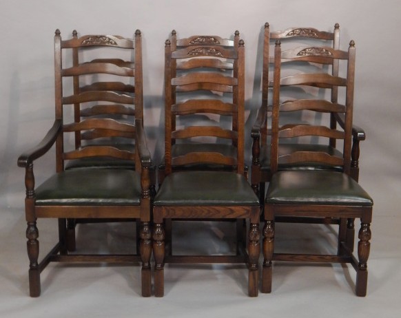 Appraisal: A set of six Jaycee oak high back ladderback dining