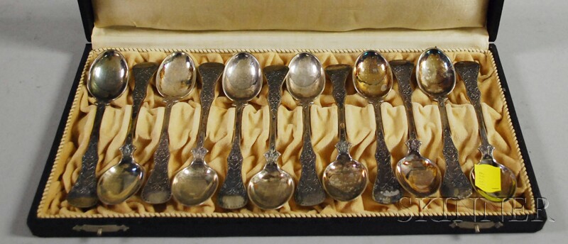 Appraisal: Boxed Set of Twelve Magnus Aase Silver Coffee Spoons Norway