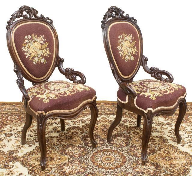 Appraisal: lot of Victorian parlor chairs th c scrolled crest oval