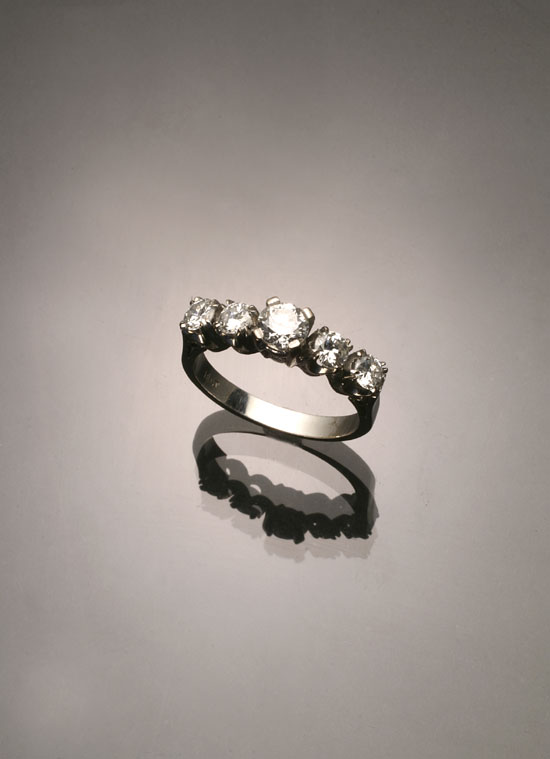 Appraisal: -Karat White-Gold and Diamond Dinner Ring Set with one round