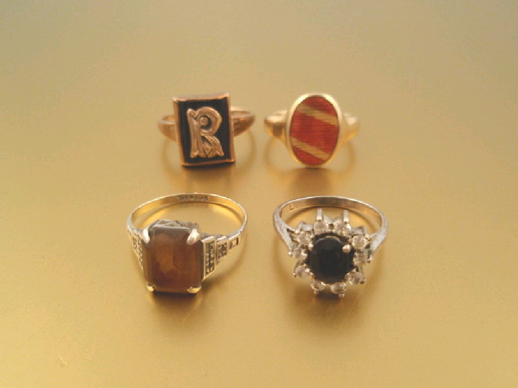 Appraisal: Four various signet and dress rings various metals and grades