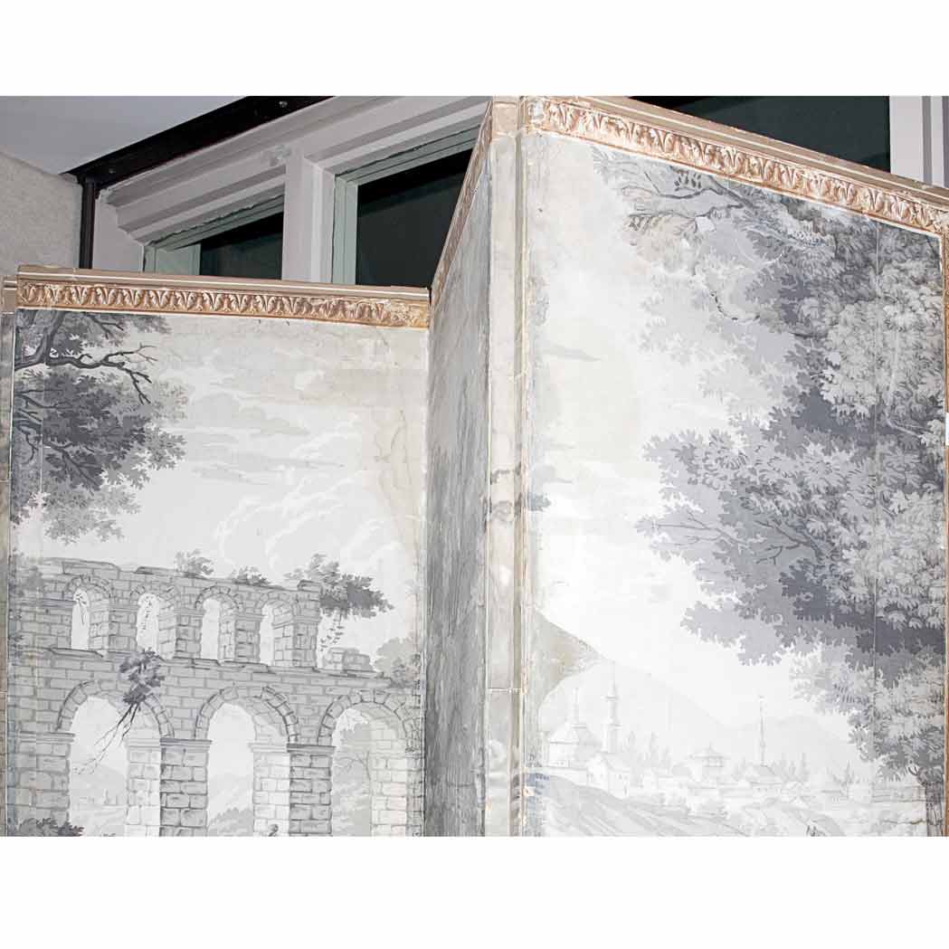 Appraisal: Victorian Style Painted Four Panel Screen Height inches width of