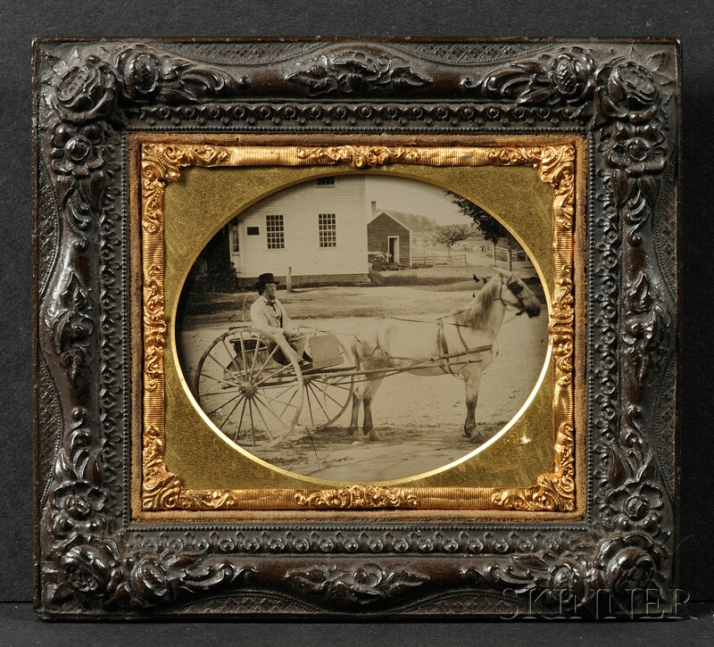 Appraisal: Sixth Plate Pictorial Ambrotype of a Horse and Buggy with