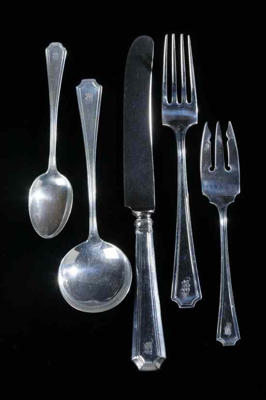 Appraisal: -PIECE DURGIN STERLING SILVER FLATWARE SERVICE ''Fairfax'' pattern Including twelve