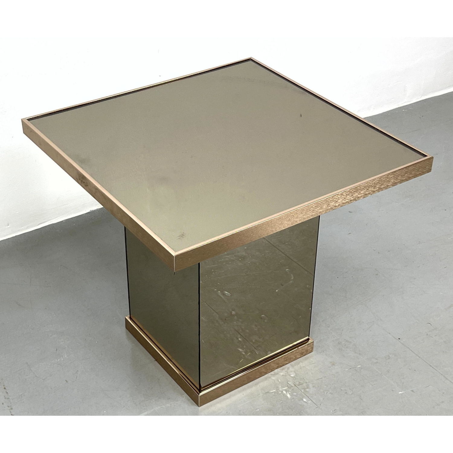 Appraisal: s Mirror and Brushed Gold Aluminum Side Table Dimensions H