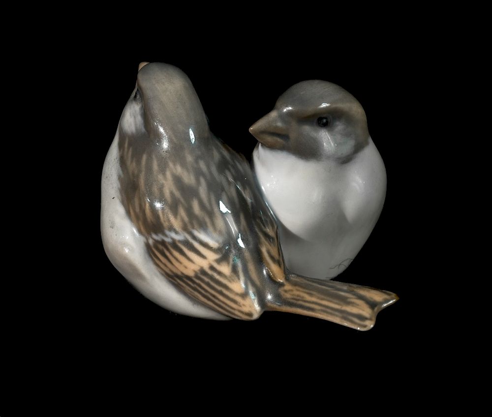 Appraisal: Royal Copenhagen Joined Sparrows Two Connected Birds H W Packaging