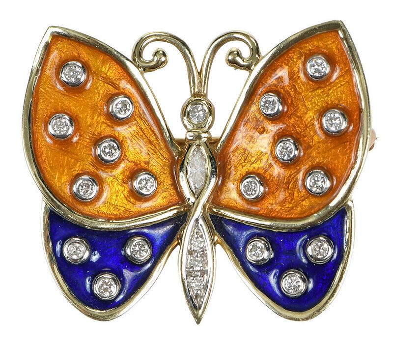 Appraisal: kt Diamond Butterfly Brooch and pendant round brilliant and marquise