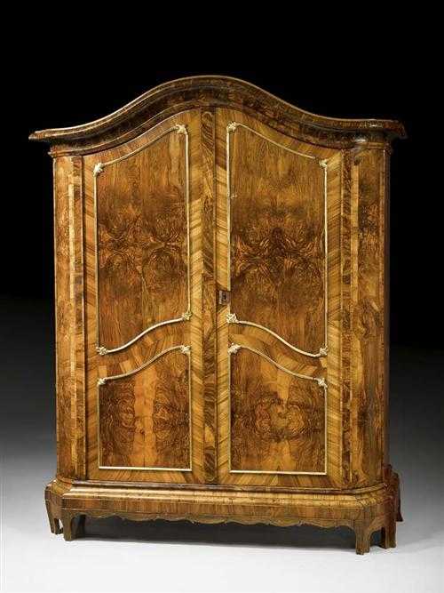 Appraisal: HALL CUPBOARD Baroque South German circa Walnut and burlwood veneer