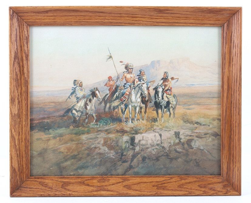 Appraisal: Charles M Russell Indian Scouts Framed Print Included in this