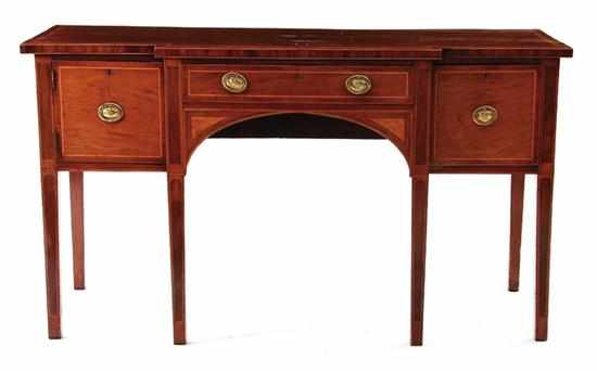 Appraisal: George III inlaid mahogany sideboard circa rectangular top with stepped