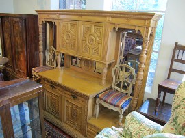 Appraisal: LARGE EDWARDIAN OAK MIRROR BACK SIDEBOARD