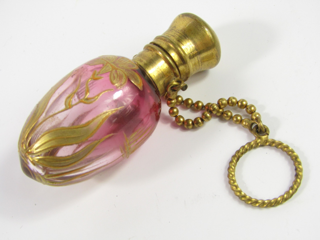 Appraisal: A late thC Continental pink glass scent bottle of ovoid