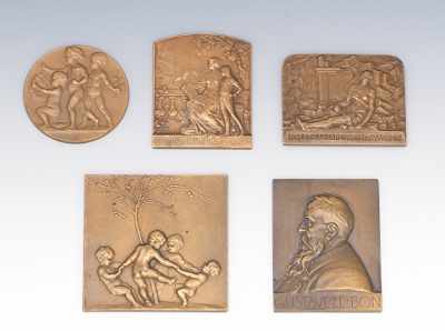 Appraisal: Five Bronze Medallions Including Vernon Scwartz Maillard and Lamourdedieu Gustave