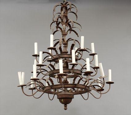 Appraisal: T le-Peinte Three-Tier Twenty-Four Light Chandelier Modern in in diam