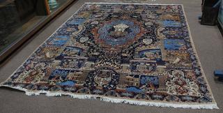 Appraisal: Persian pictorial Tabriz carpet centering a medallion depicting a building