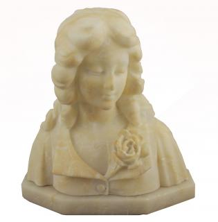 Appraisal: Antique Alabaster Bust of a Young Girl with a flower