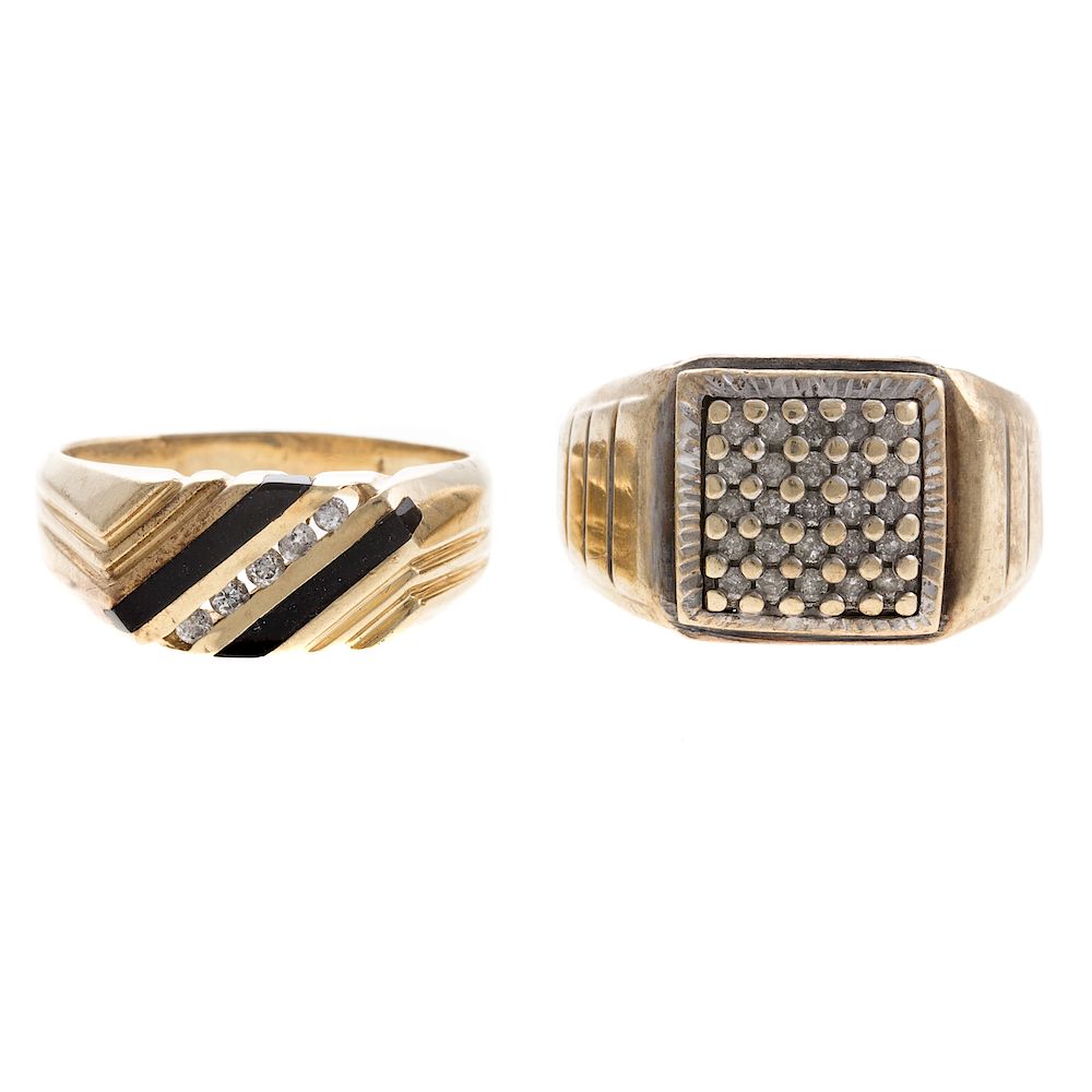 Appraisal: Two Gentlemen's Diamond Rings in Gold K yellow gold ring