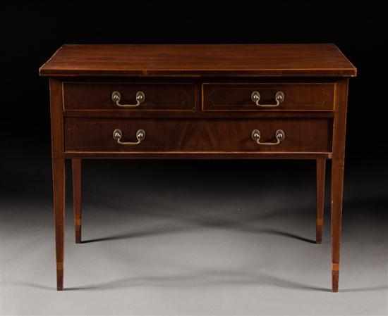 Appraisal: Cabinet made Federal style stringer inlaid mahogany side table in