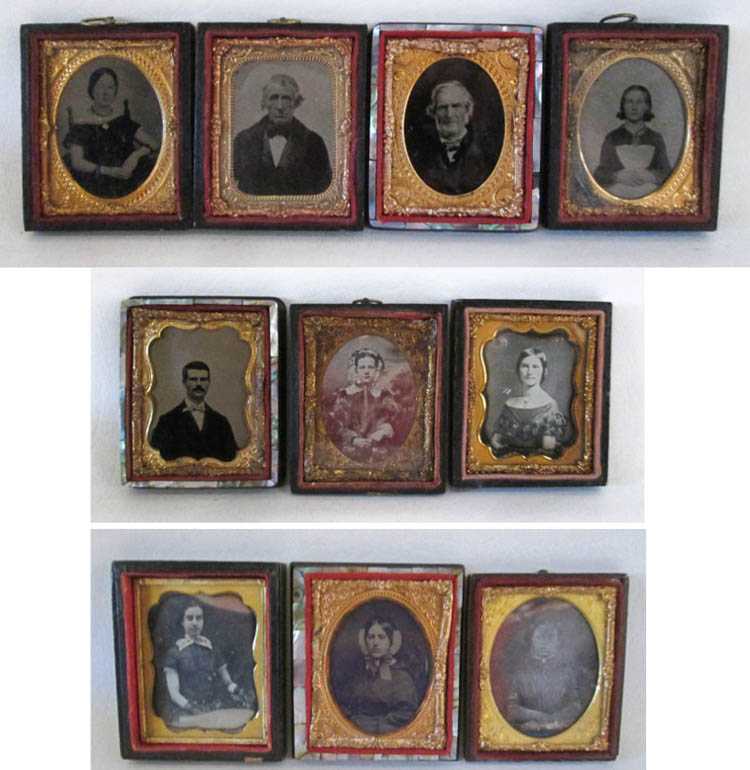 Appraisal: TEN DAGUERREOTYPE AMBROTYPE AND TINTYPE PHOTOS depicting traditional portraits of