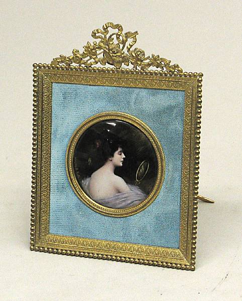 Appraisal: A Limoges enamel portrait plaque after Angelo Asti - French