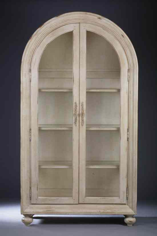 Appraisal: PROVINCIAL BAROQUE STYLE CREAM-PAINTED BIBLIOTH QUE By Hickory White stamped