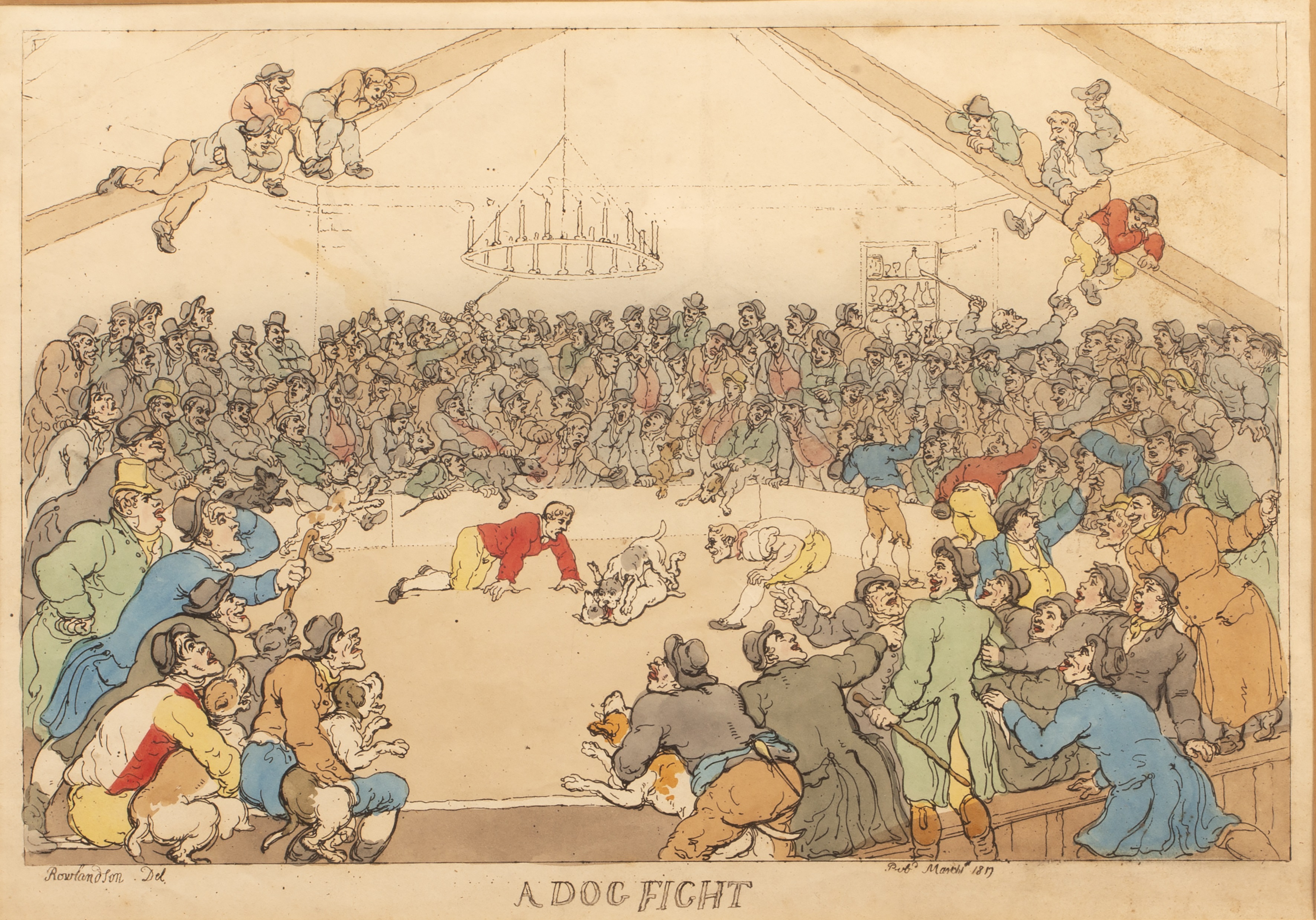 Appraisal: After Thomas Rowlandson - 'A dog fight' hand coloured print