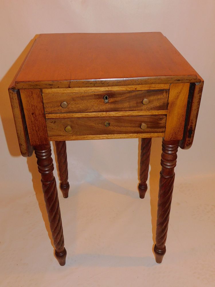 Appraisal: PERIOD FEDERAL WORK TABLE Federal drawer antique mahogany work table