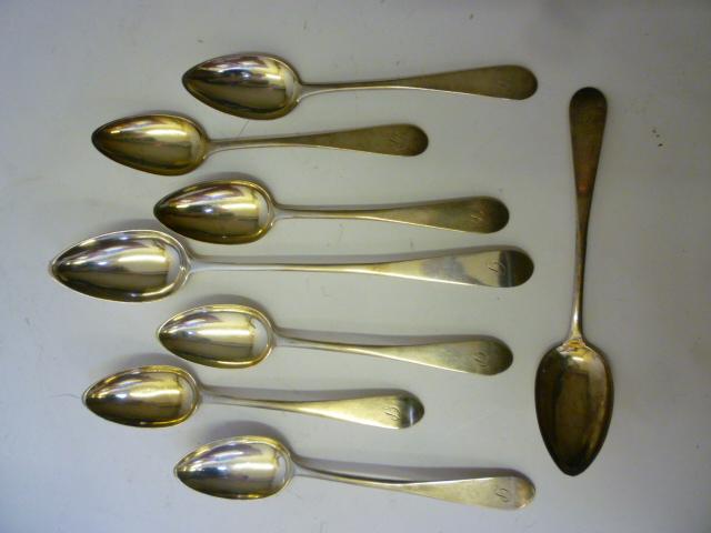 Appraisal: A COMPOSITE SET OF SEVEN GEORGE III SCOTTISH TABLESPOONS maker